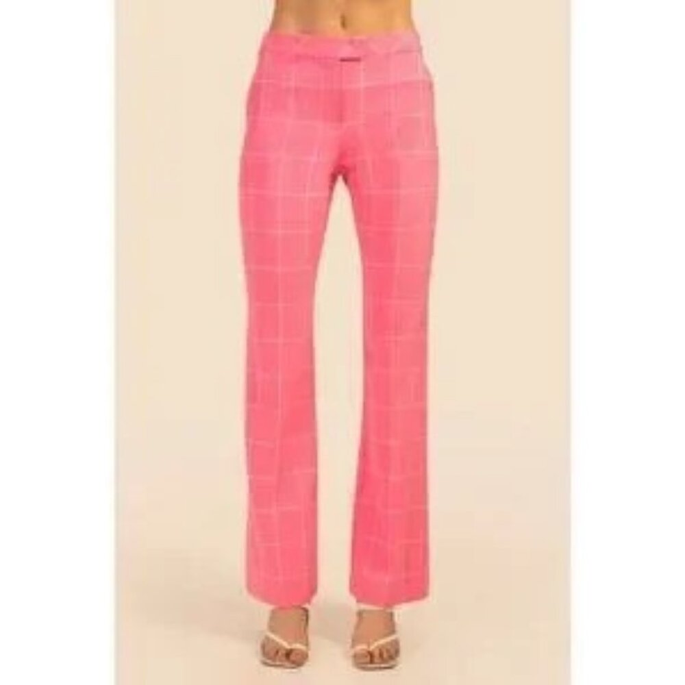 💕TRINA TURK💕 Carillo Pant ~ Windowpane Tropical Suiting Candy Pink 10 NWOT